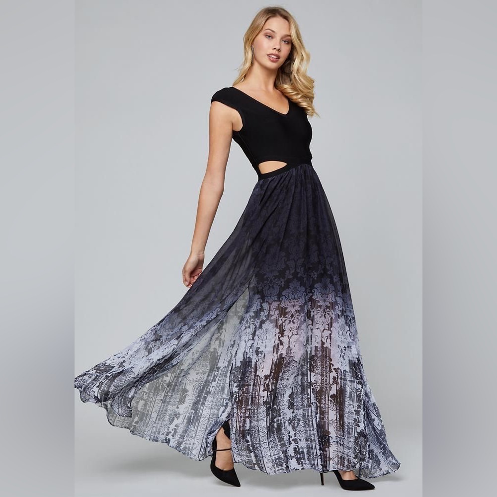 Bebe maxi ombré cutout dress